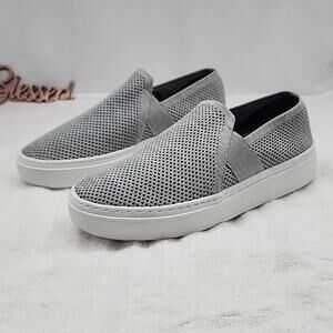🐽VINCE🐽PEP FLYKNIT🐽 SNEAKER LOAFER🐽LADIES 8🐽PERFORATED LIGHT GREY 🐽NWOB🐽